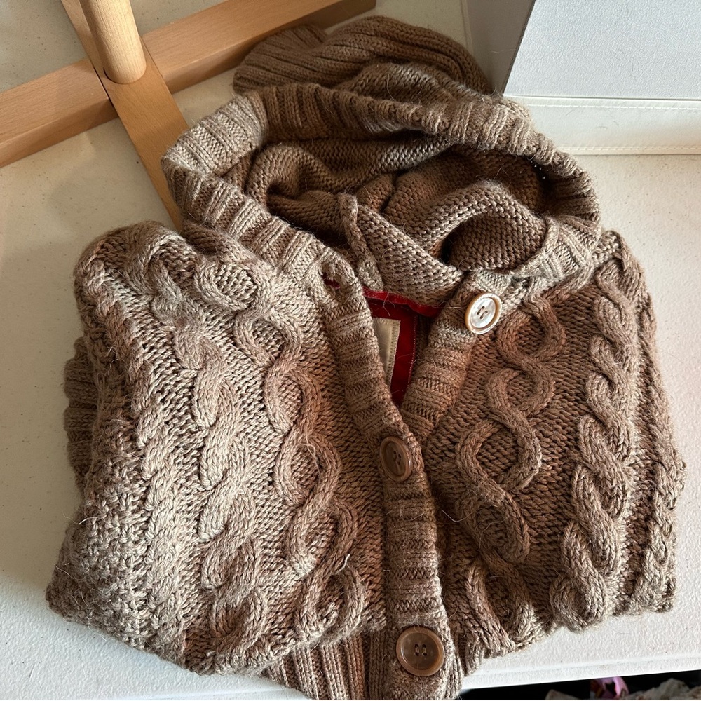 Aerie Tan Cable Knit Cropped Cardigan - Picture 8 of 8